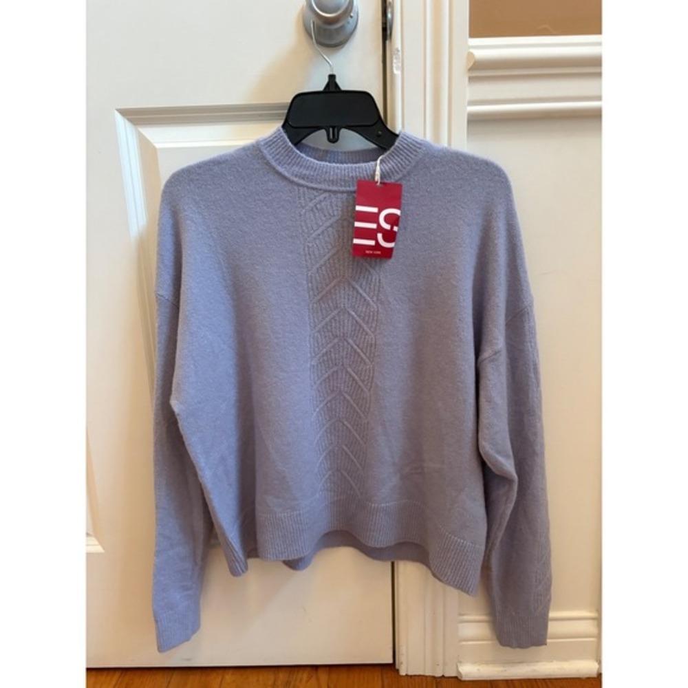 New Esprit NY Women's Periwinkle Blue Cable Knit Mock Neck Sweater‎ Casual XS